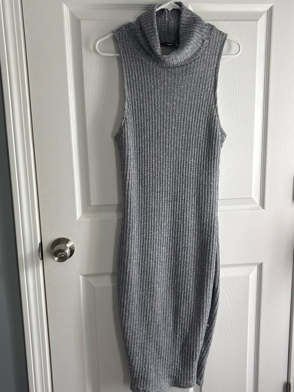 Fashion Nova Sleeveless Cowl Neck Knit Dress - Gray